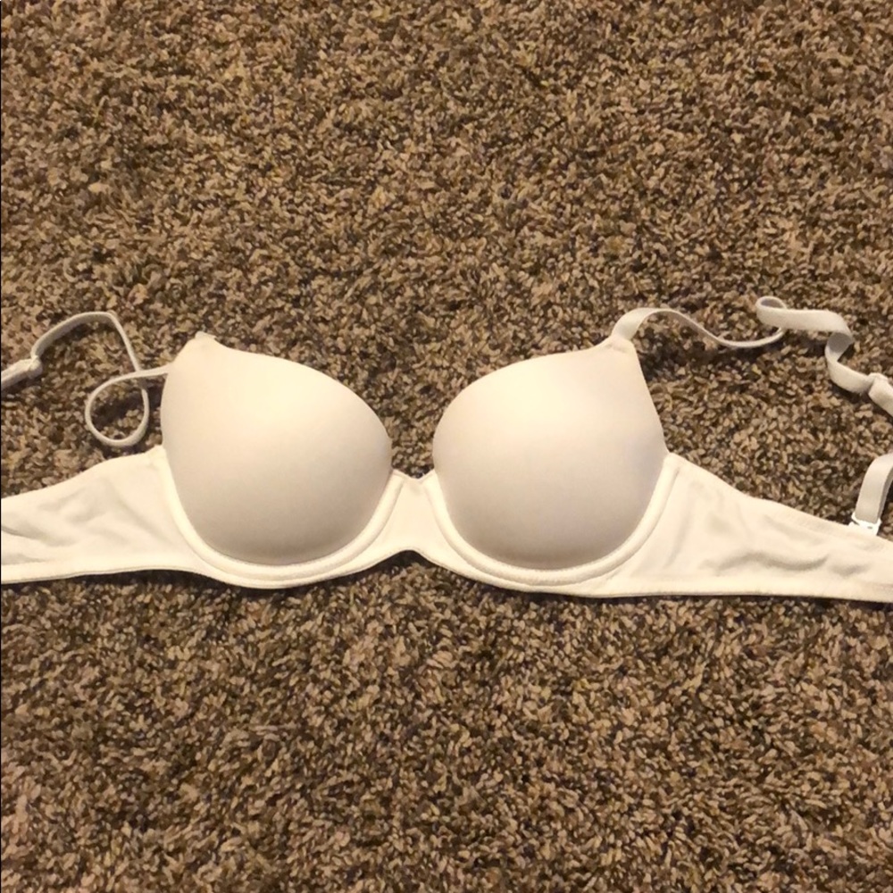 Pink white push up bra